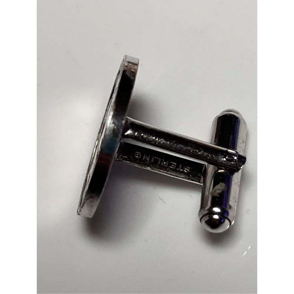 Vintage Sagittarius Sterling Silver Round Circle Cuff Links December Birthday